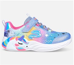 Skechers Girls unicorn Lights - Unicorn Charmer - Blue multicolour (blinke sneakers)